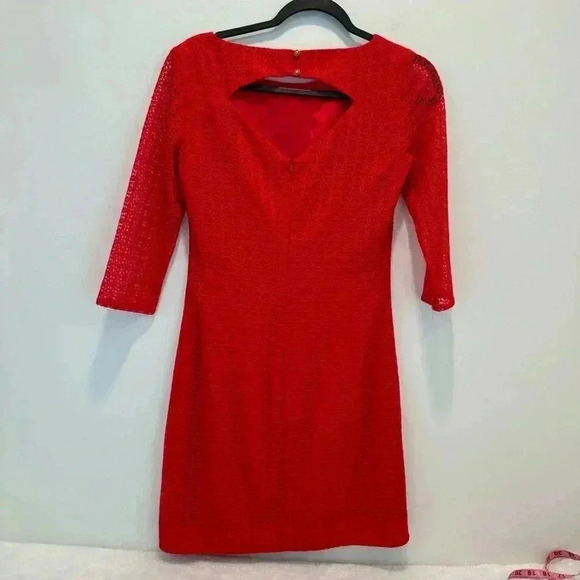 Trina‎ Turk Red Eyelet Dress Size 2 Peekaboo Back Cut Out - Picture 6 of 14